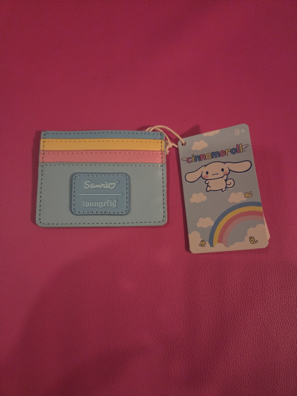 Loungefly Cinnamoroll Pastel Blue Card Wallet with Pink and Yellow Accents